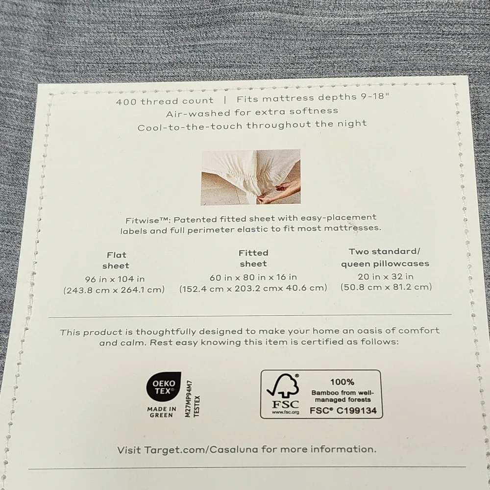 Casaluna‎ Blissful Sheet Set Queen Dark Gray Rayon from Bamboo 400TC 4pc New